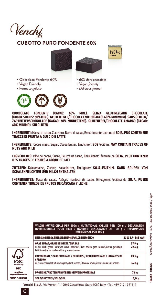 Venchi Cubotto Fondente 60% 200 gr - immagine 3
